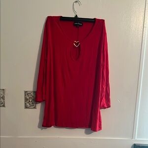 Red 3/4 Sleeve Boxy Tunic